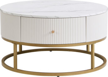 31.5 Inch Round Coffee Table With Drawers