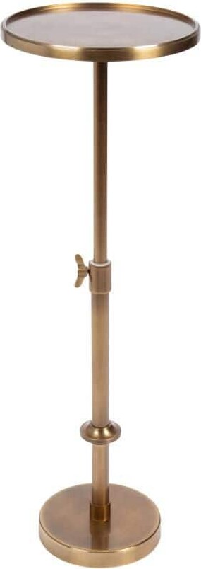 Kate and Laurel Engles 10 in. Gold Round Metal End Table Adjustable Height