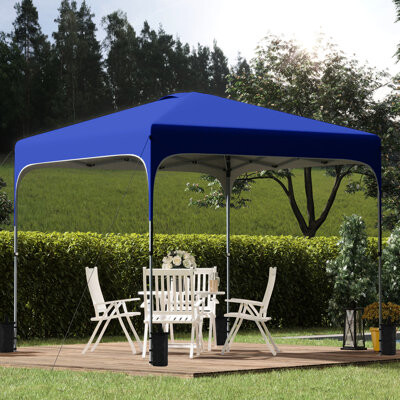 Latitude Run 8'X8' Pop Up Canopy Tent - With Wheeled Carry Bag And 4 Sand Bags For Outdoor Relaxation Height Adjustable Blue Uv50+ Covered Portable Picnic Expedi