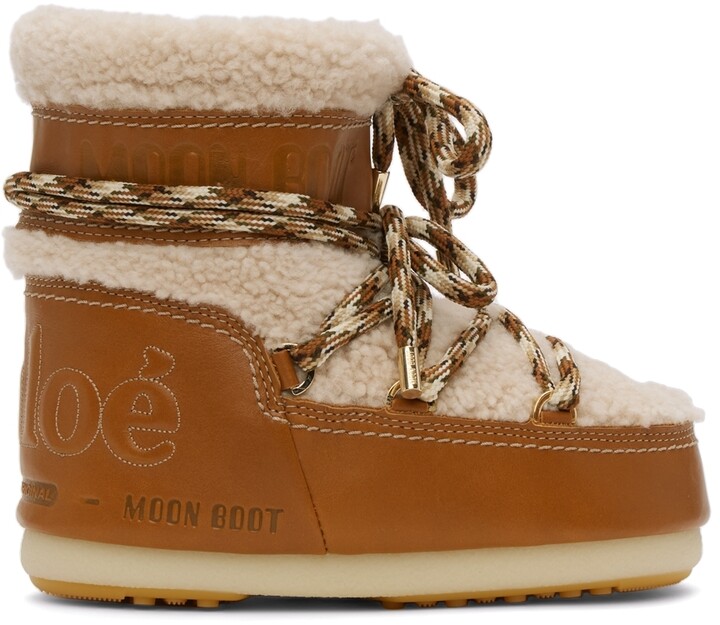 Chloé Tan Moon Boot Edition Sherpa Snow Boots - ShopStyle