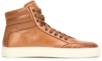 Mens Brown Leather High Top Sneakers | Shop the world's largest collection  of fashion | ShopStyle UK