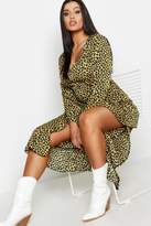 Thumbnail for your product : boohoo Plus Leopard Ruffle Step Hem Maxi Dress