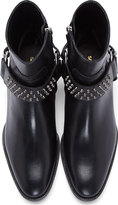 Thumbnail for your product : Saint Laurent Black Leather Studded Harness Wyatt Boots