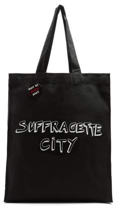 Bella Freud X Gillian Wearing Suffragette City Canvas Tote Bag - Womens - Black