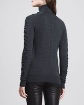 Thumbnail for your product : Milly Shirred-Sleeve Wool Turtleneck