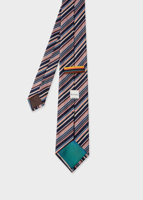 Paul Smith Orange and Blue Silk Stripe Tie