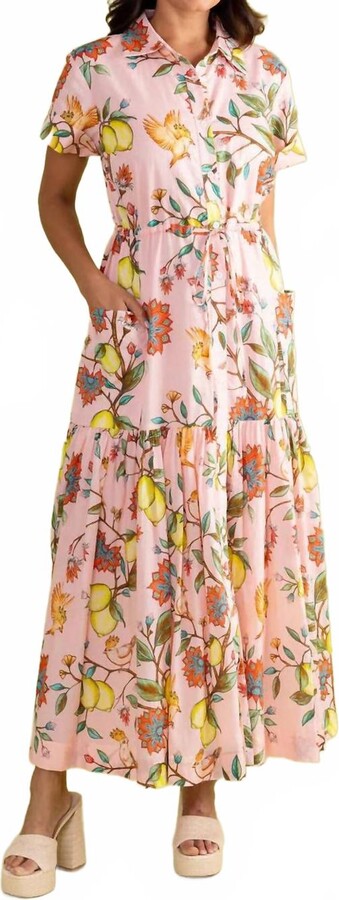 Double A Lucie Maxi Dress In Lemon Branch