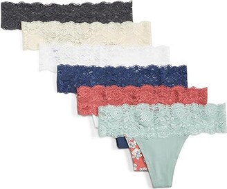 Pact Lace-Waist Thong 6-Pack (Moody Blooms) Women's Underwear - ShopStyle