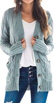 Thumbnail for your product : Zesoyne Womens Long Sleeve Cable Knit Sweater Cardigan Open Front Button Outerwear Large Navy Blue