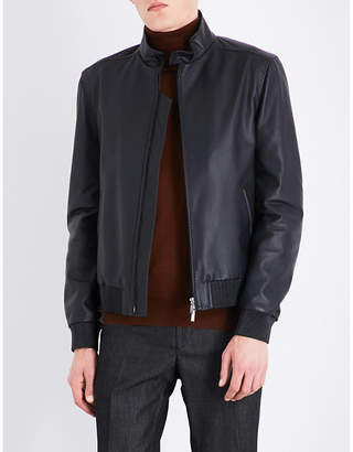 Brioni Stand-collar leather bomber jacket
