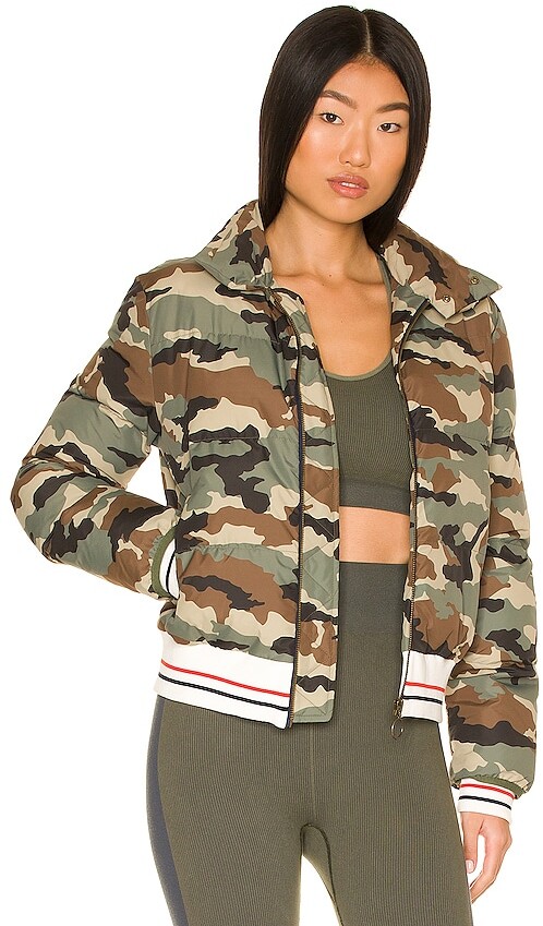 camo print puffer jacket