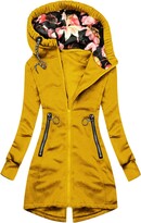 Thumbnail for your product : Huba Women's Coat with Hood Sweat Jacket Zip Plain Long Coat Hooded Jacket Outdoor Warm Slim Women's Coat Winter Coat Autumn and Winter