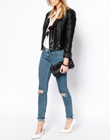 Thumbnail for your product : ASOS Whitby Low Rise Skinny Jeans in Rosebowl Mid Wash Blue with Busted Knees