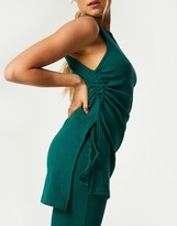 Thumbnail for your product : Outrageous Fortune exclusive ruched side detail longline top in emerald green