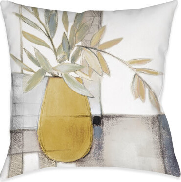 Laural Home Sage Mustard Branch Indoor Decorative Pillow