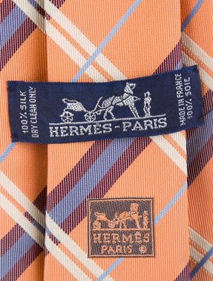 Hermes Plaid Silk Tie