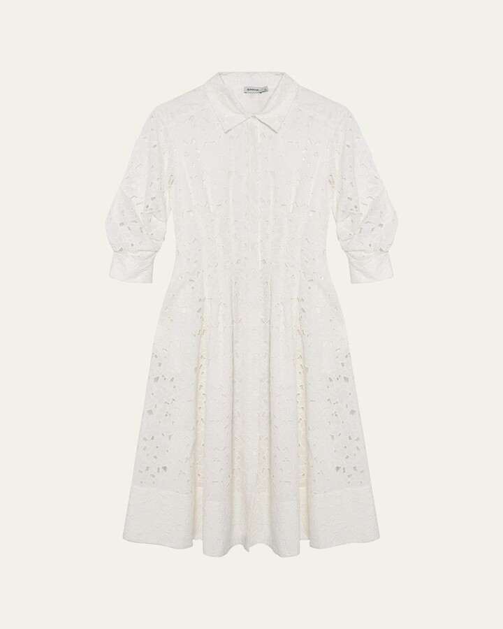 SIMKHAI Jazz Embroidered Midi Shirtdress