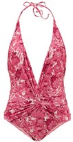 Thumbnail for your product : Adriana Degreas Halterneck Flower Bloom-print Swimsuit - Pink Print