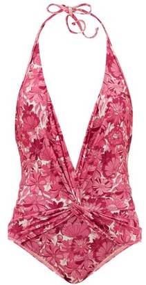 Adriana Degreas Halterneck Flower Bloom-print Swimsuit - Pink Print