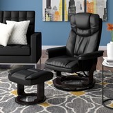 Thumbnail for your product : Latitude Run Winnols Manual Swivel Recliner with Ottoman Fabric: Black