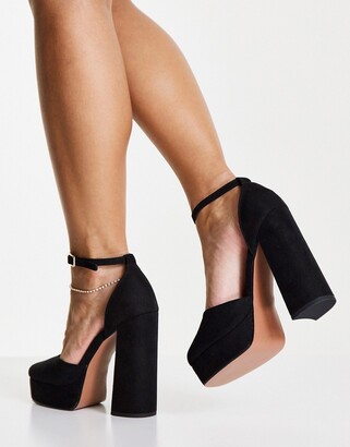 ASOS DESIGN Priority platform high heeled shoes in black