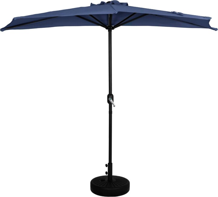 Westintrends 9 Ft Outdoor Half Market Umbrella with Black Round Weight Base Set