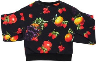 MSGM Fruit Printed Cotton Cropped Sweatshirt