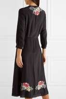 Thumbnail for your product : Vilshenko Holly Floral-print Silk Crepe De Chine Midi Dress - Black