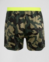 Thumbnail for your product : ASOS Jersey Boxers With Camo Print & Neon Waistband
