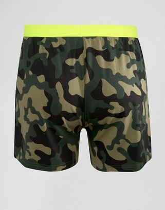 ASOS Jersey Boxers With Camo Print & Neon Waistband