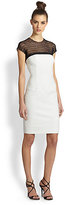 Thumbnail for your product : Carmen Marc Valvo Crochet Lace & Polka Dot Twill Cocktail Dress