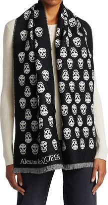 マフラー・ストール Alexander Mcqueen Embroidered Wool Reversible Scarf ALEXANDER MCQUEEN Reversible Fringed Logo-Jacquard Wool