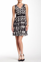 Thumbnail for your product : Donna Morgan Stretch Linen Blend V-Neck Fit & Flare Dress