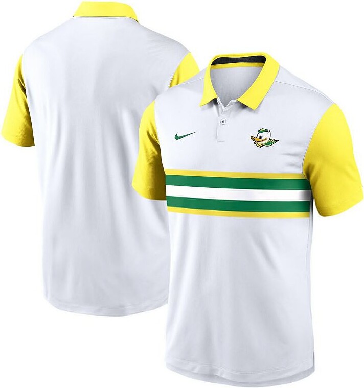 Men's Nike White/Yellow Oregon Ducks Athletic Prep Alt Logo Vapor Performance Polo