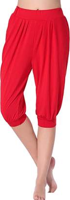 HOEREV Brand Super Soft Modal Spandex Harem Yoga/ Pilates Capri Pants Cropped Pants