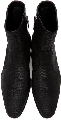 Saint Laurent Black Lizard Wyatt Zip Boots