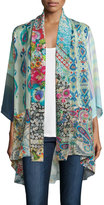 Thumbnail for your product : Johnny Was Mixed-Print Tie-Front Silk Kimono