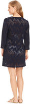 Thumbnail for your product : J Valdi Three-Quarter-Sleeve Zig-Zag Tunic Cover Up
