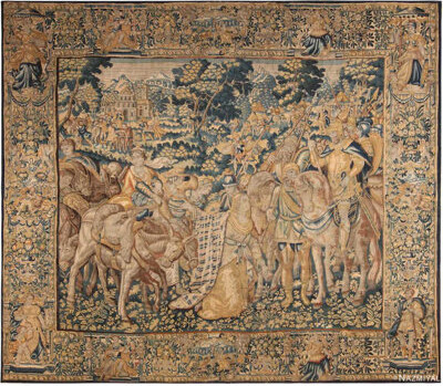 Antique 16Th Century Biblical King Solomon And Queen Of Sheba Flemish Tapestry