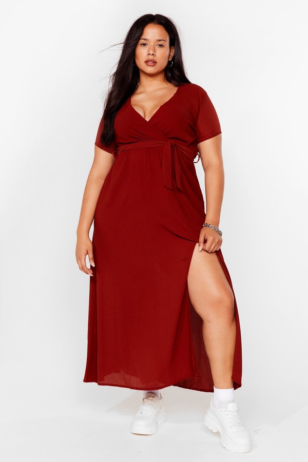 rust colored wrap dress
