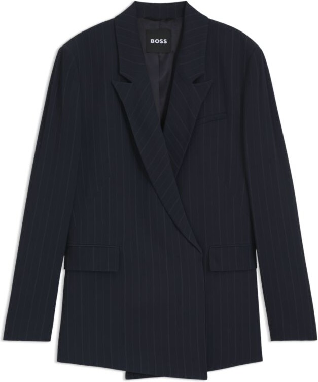 HUGO BOSS Relaxed-fit pinstripe blazer with concealed closure