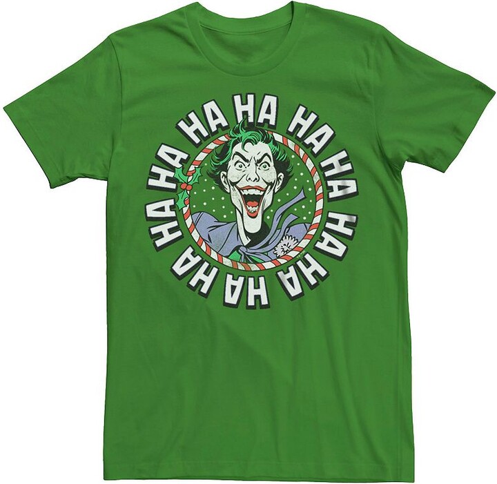 Licensed Character Men's Batman The Joker Candy Cane Wreath Graphic Tee