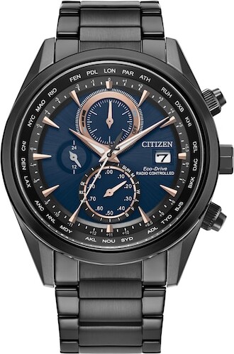 Zales Men's Citizen Radio Control At8265 Watch in Black Ion-Plated Stainless Steel (Model At8265-57L)