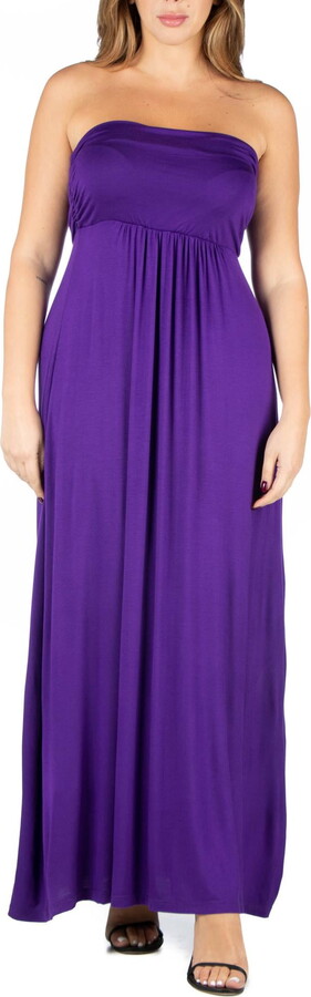 24seven Comfort Apparel Plus Size Strapless Maxi Dress