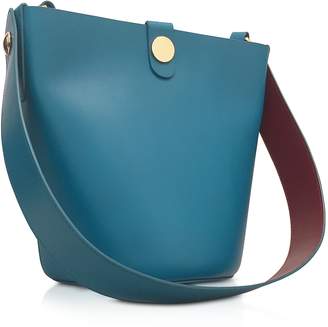 Sophie Hulme The Swing Blue Lagoon/Fire Brick Leather Bucket Bag