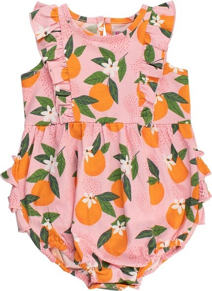 RuffleButts RuffleButtsInfantKnitSleevelessWaterfallRomper-OrangeYouTheSweetest,0-3m