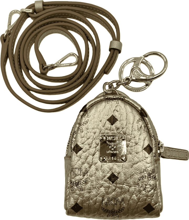 Mcm Backpack Charm with Crossbody Strap in Visetos Berlin Gold
