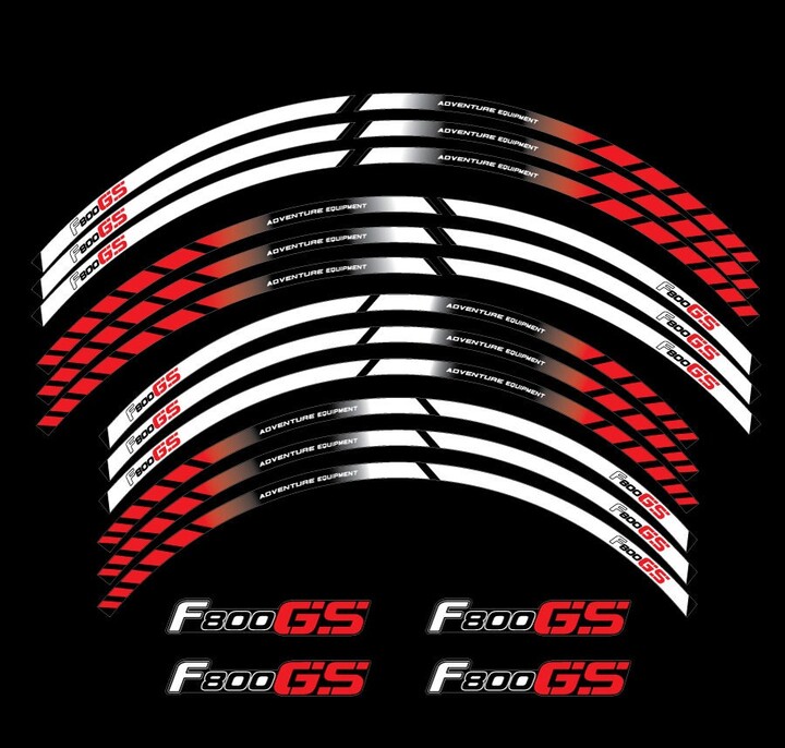 Motorcycle Wheel Stickers Decals Set Rim Tape Stripes 21'' F800 Gs Race Motorbike For Bmw F800Gs Street Motorrad Laminated White Red