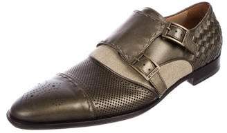 Etro Leather Woven Double Monk Strap Shoes w/ Tags