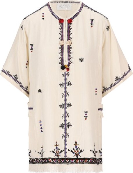 Etoile Isabel Marant Fringed Edge Short-Sleeved Top